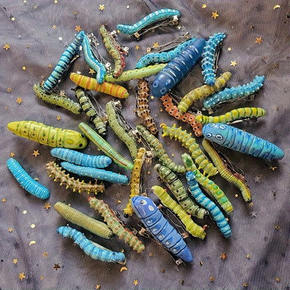 Spooky 6pcs Hair Clips for Caterpillar - Durable Plastic, No Batteries Required, Perfect for Halloween & Prank Parties