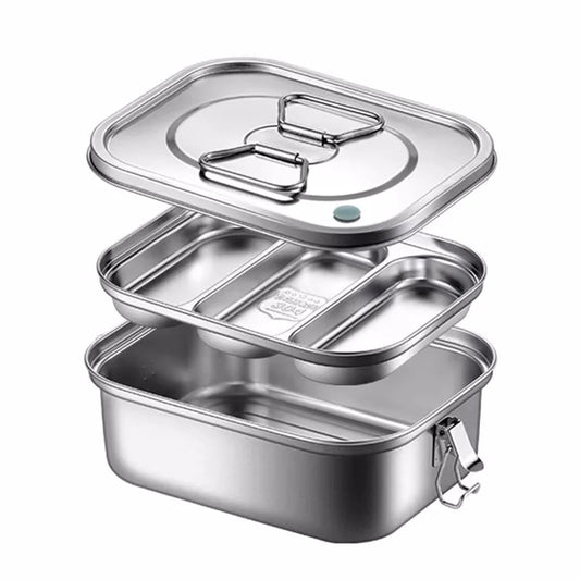 304 Stainless Steel Lunch Bento Box,for Kids Adults Portable Double Layer Sealed Bento Box,Insulation Food Storage Picnic Box