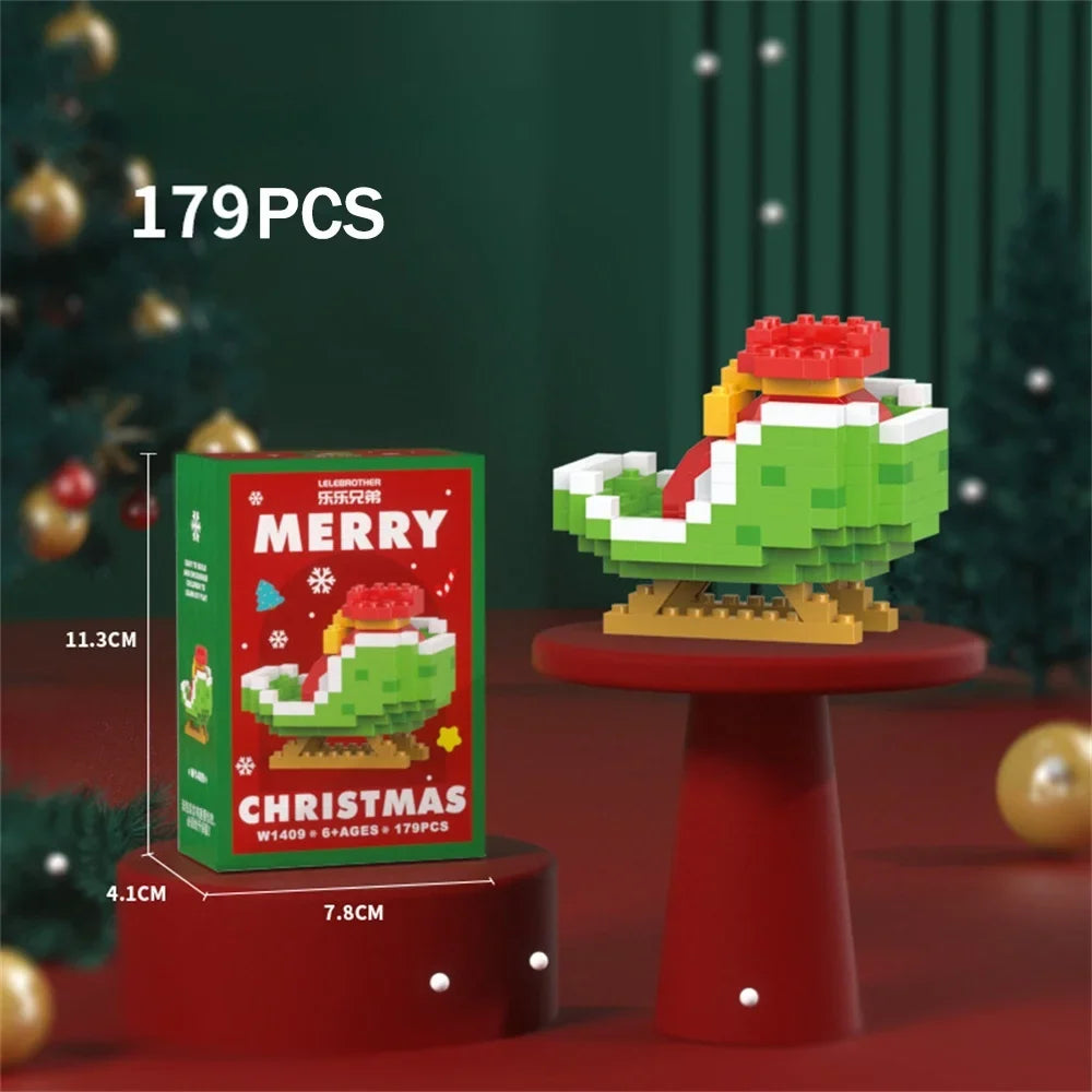 Knew Built Christmas Micro Mini Building Blocks Toys - Santa Claus, Christmas Tree, Reindeer, Snowman Elements - Perfect Gifts
