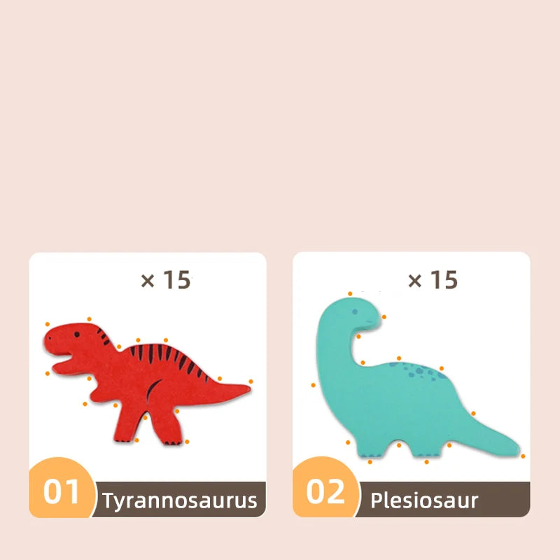 Wooden Balance Blocks Dinosaur Stacking Board Game