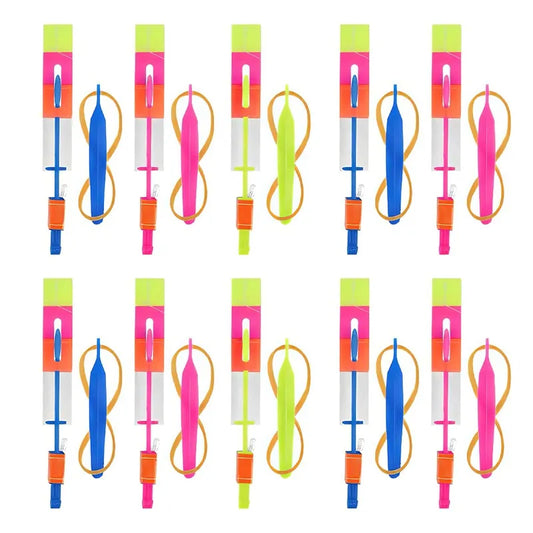 LED Slingshot Rocket Helicopter Toy Flying Launcher Set