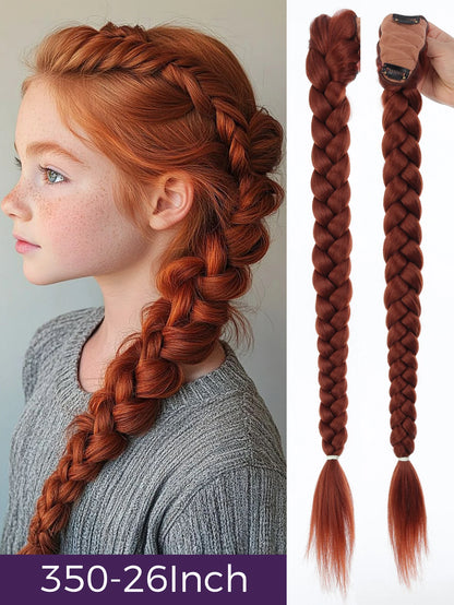 Braided Purple Hair Ponytail with Tinsel Shiny Extension 32"