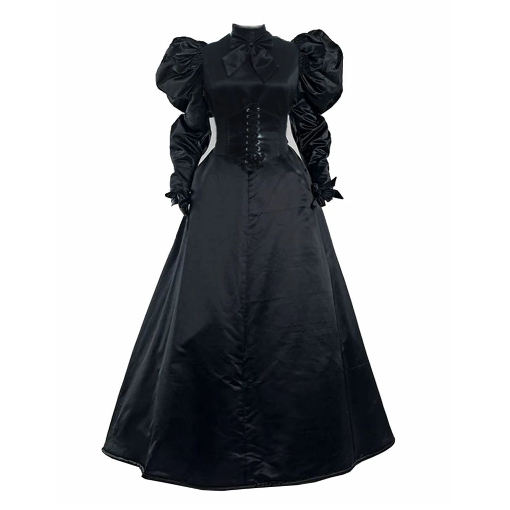 Women Gothic Victorian Dress Renaissance Ball Gown Vampire  Rococo Costume Black