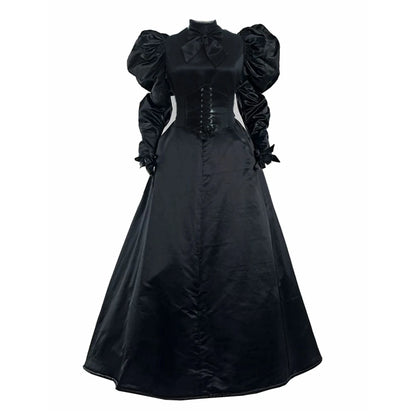 Women Gothic Victorian Dress Renaissance Ball Gown Vampire  Rococo Costume Black