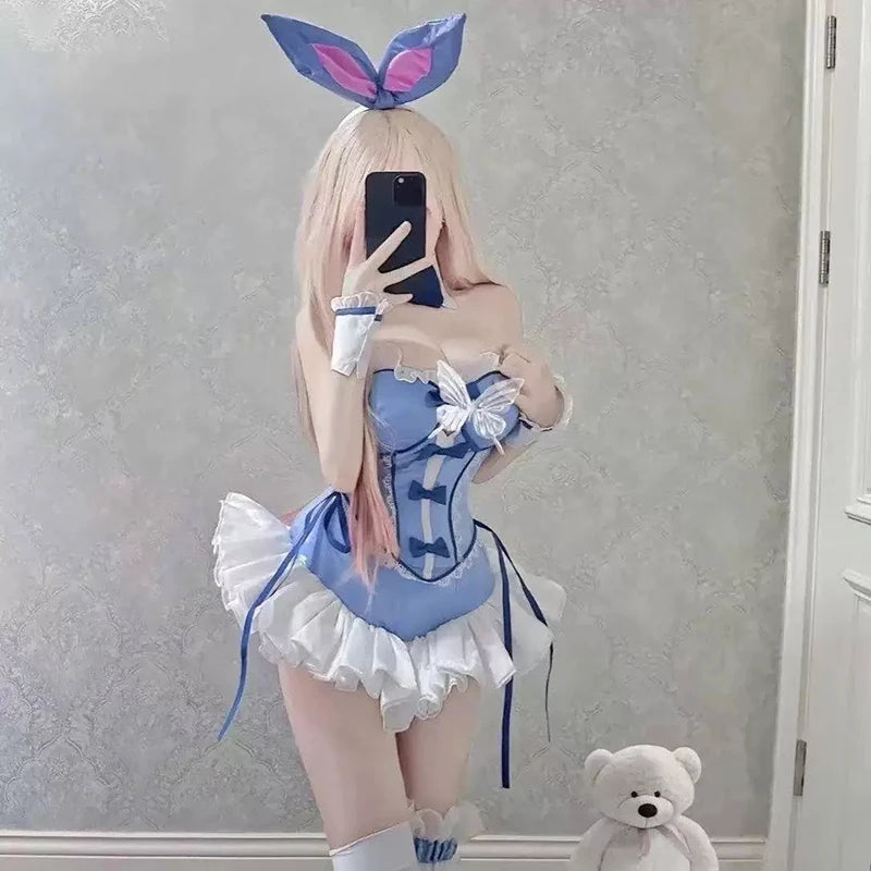 Anime My Dress Up Darling Kitagawa Marin Cosplay Costume Girl Blue Dress Cute Sexy Bunny Girl Uniform Halloween Clothes Outfit