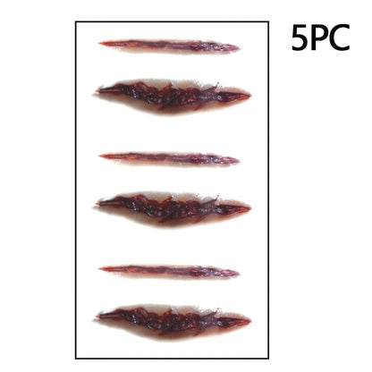 5/10pcs Halloween Scar Temporary Tattoo Stickers Red Blood Clot Face Tattoo Waterproof Cosplay Gifts For Men Women Party Decor