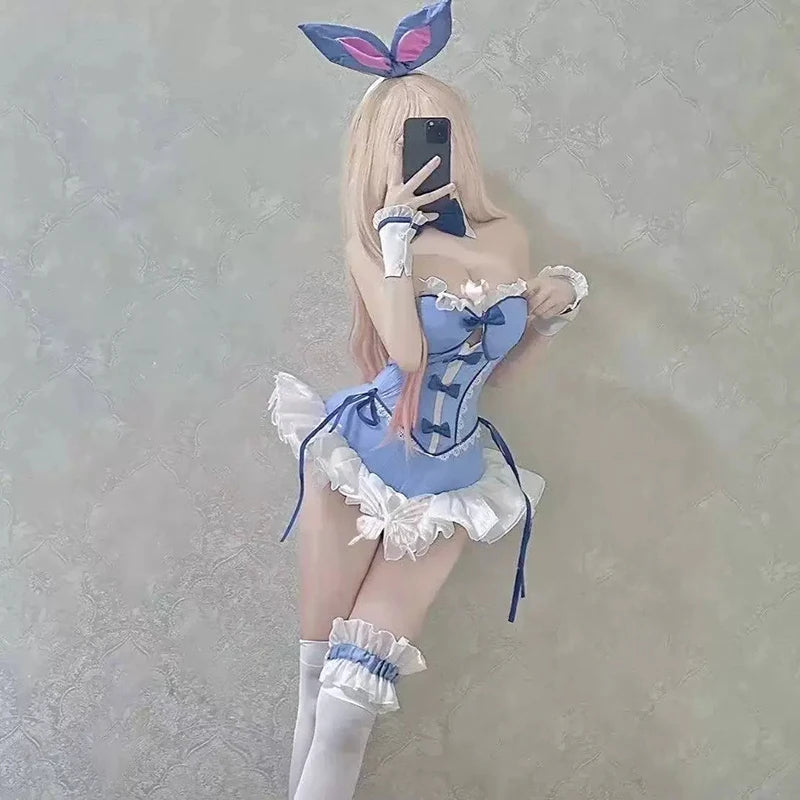 Anime My Dress Up Darling Kitagawa Marin Cosplay Costume Girl Blue Dress Cute Sexy Bunny Girl Uniform Halloween Clothes Outfit