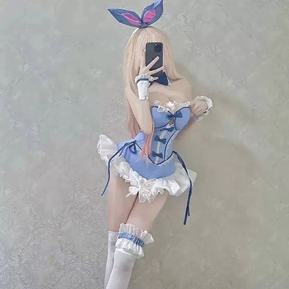 Anime My Dress Up Darling Kitagawa Marin Cosplay Costume Girl Blue Dress Cute Sexy Bunny Girl Uniform Halloween Clothes Outfit