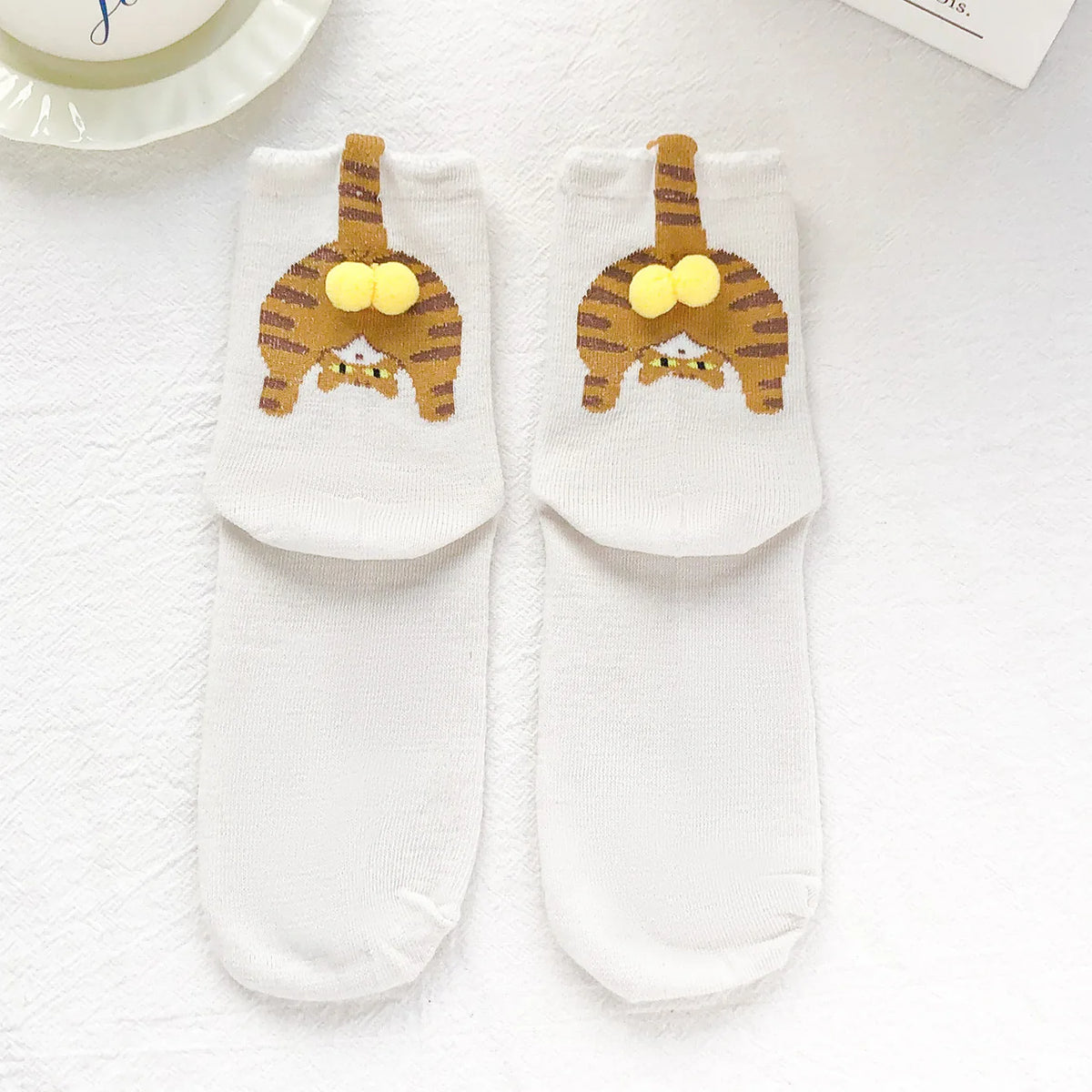 3D Cute Cat Print Floor Socks Women Mid Tube Sleep