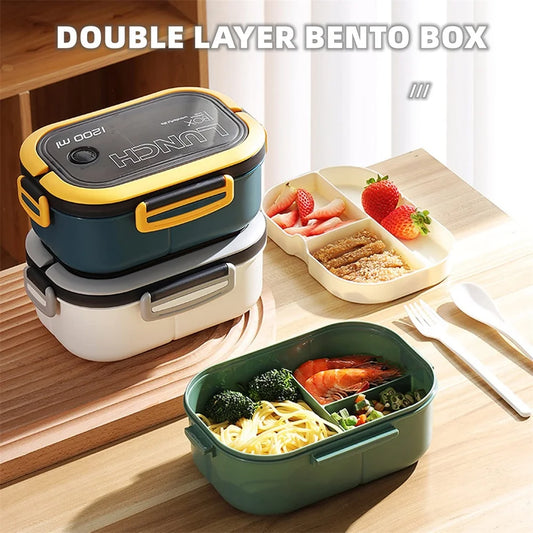 1200ML 2 Layer Bento Lunch Box Thermal Insulated Food Container