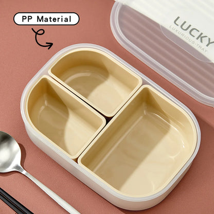 3 Grids Microwave Plastic Lunch Box Detachable Fruit Bento Box