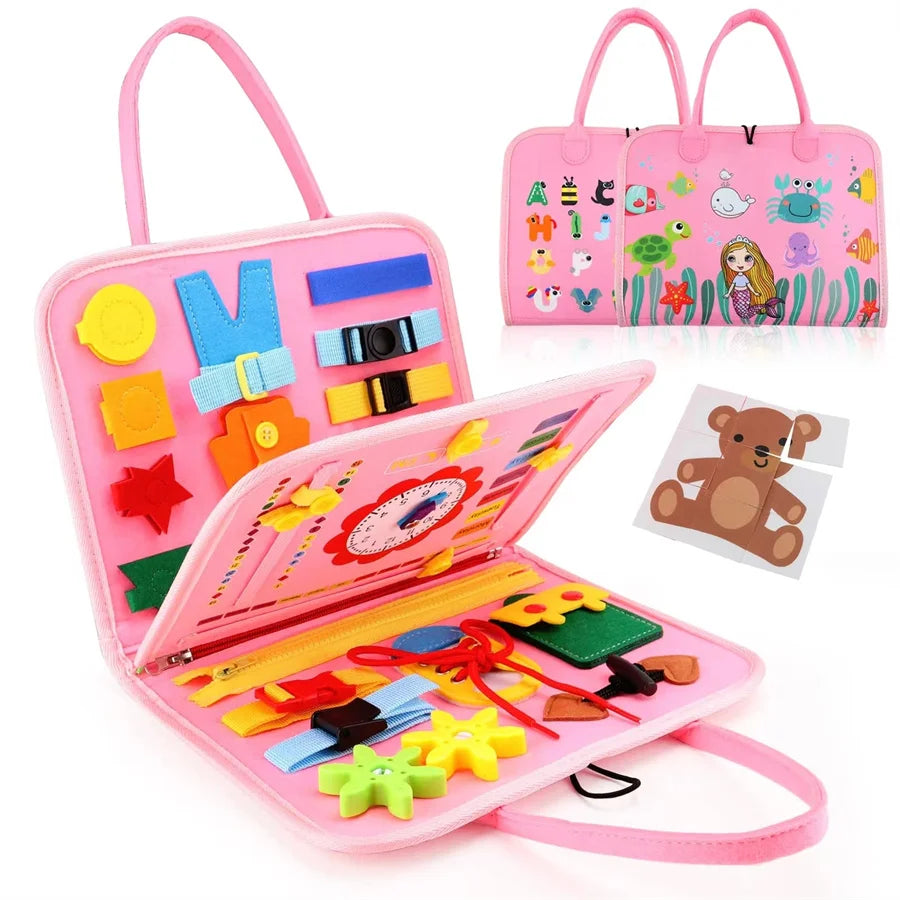 Montessori Busy Board Sensory Travel Activity Toy