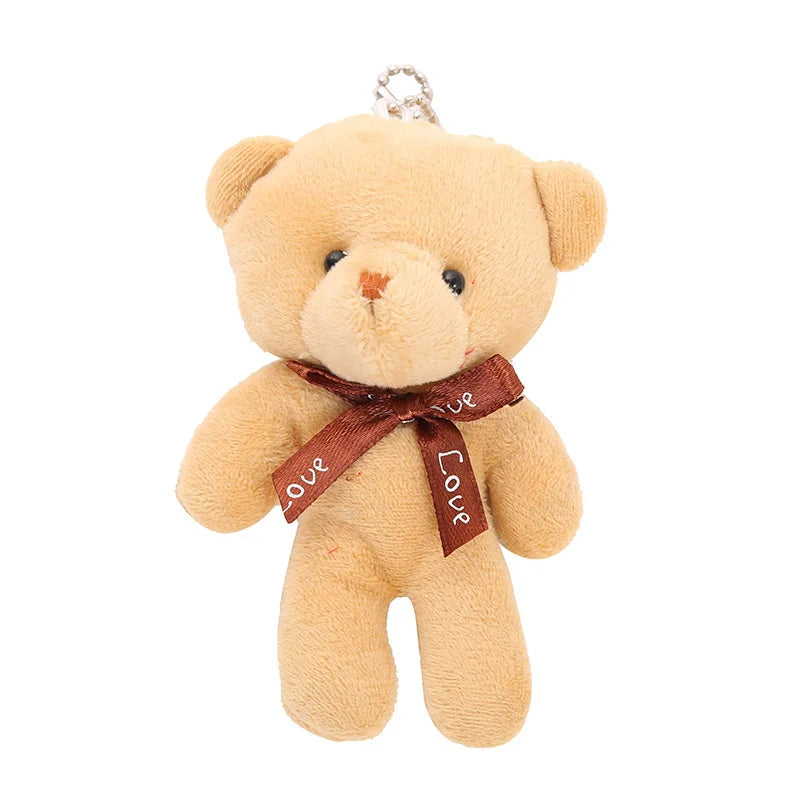 Mini Teddy Bear Plush Keychain Bow Tie Bear Pendant 10 Pack