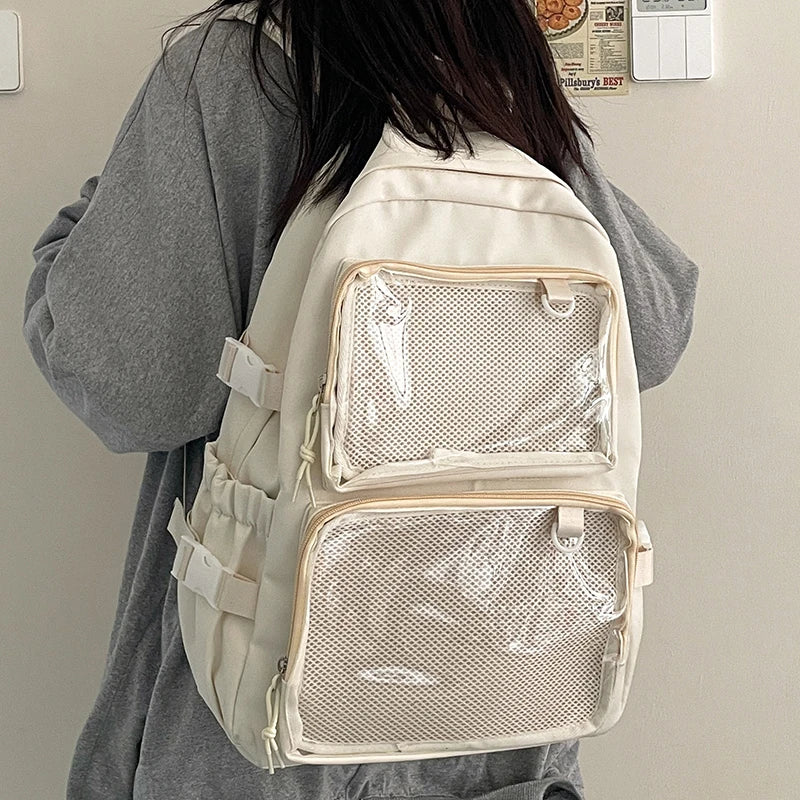 Japanese Style Transparent Ita Bag Backpack College Student Daypack