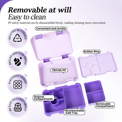 37oz Adorable Cartoon Printed Bento Box Microwavable Divided Lunch Box Leakproof BPA-Free Snack Food Container for School Picnic