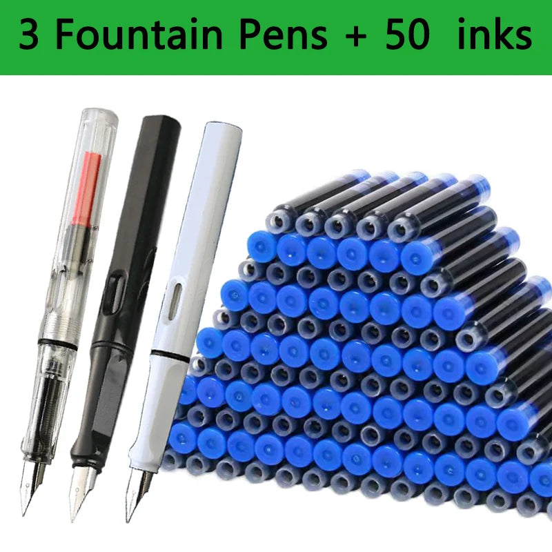 Fountain Pen Replaceable Ink Set Extra Fine Calligraphy Pens 53Pcs