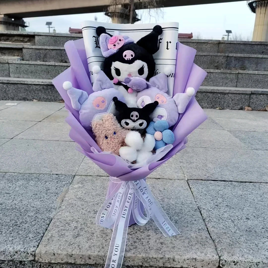 Cartoon Plush Flower Bouquet Artificial Rose Doll Gift