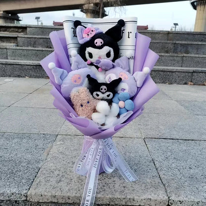 Cartoon Plush Flower Bouquet Artificial Rose Doll Gift