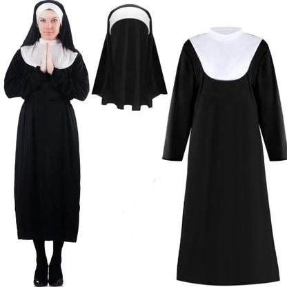 Full Length Virgin Mary Costume Vintage Style Retro Design Nun Costume Fancy Dress Long Dress Long Robe Costume Women