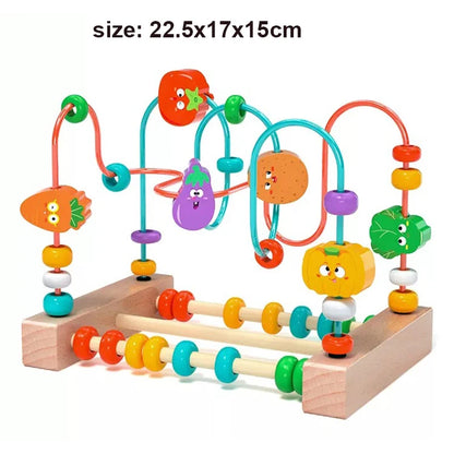 Wooden Bead Maze Roller Coaster Toddler Abacus Toy