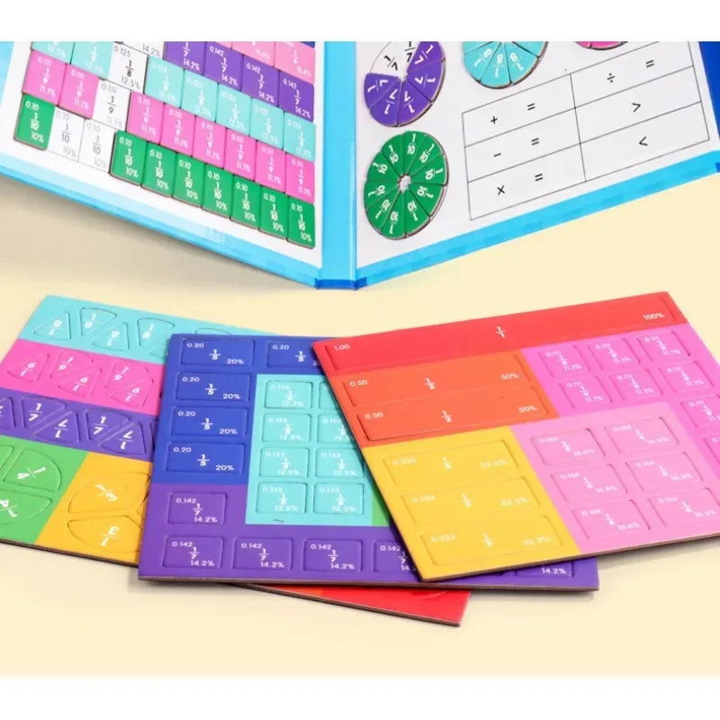 Magnetic Fraction Demonstration Book Wooden Math Toy
