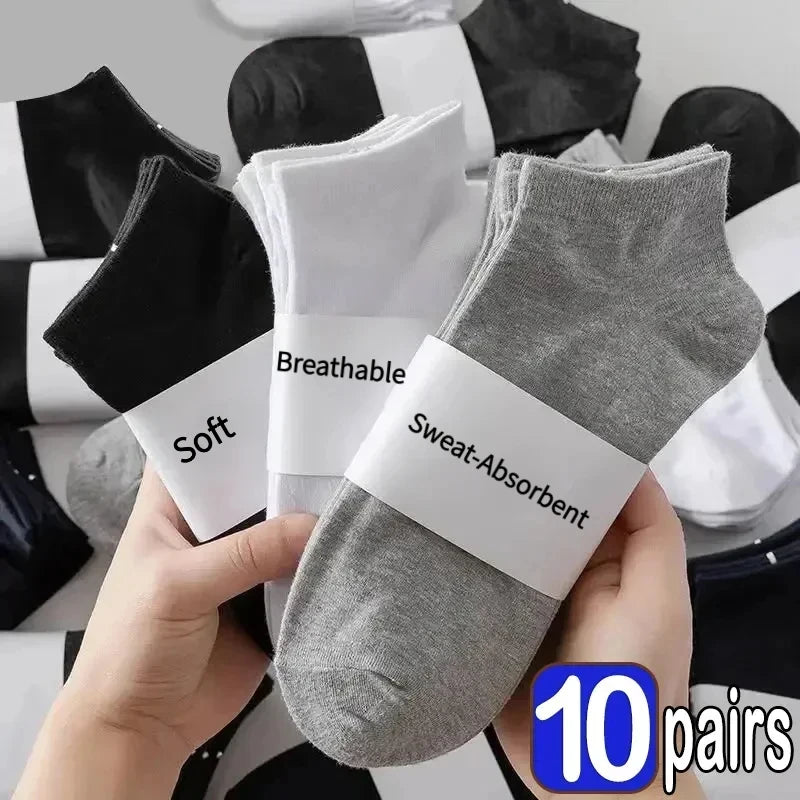 Unisex Ankle Socks Solid Color Cotton Running 10 Pack