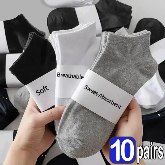 Unisex Ankle Socks Solid Color Cotton Running 10 Pack