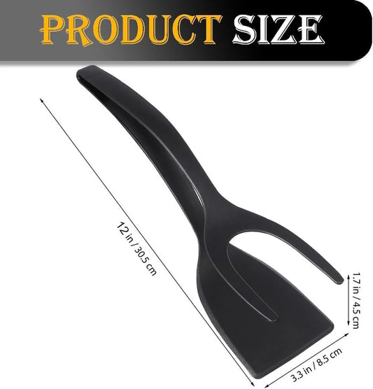2 in 1 Grip Flip Spatula Tongs Non Stick Egg Flipper