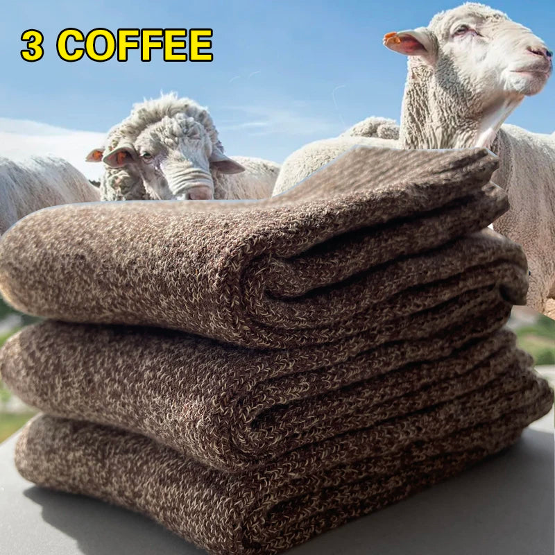 Winter Warm Wool Socks Men Thick Towel Bottom 3 Pairs