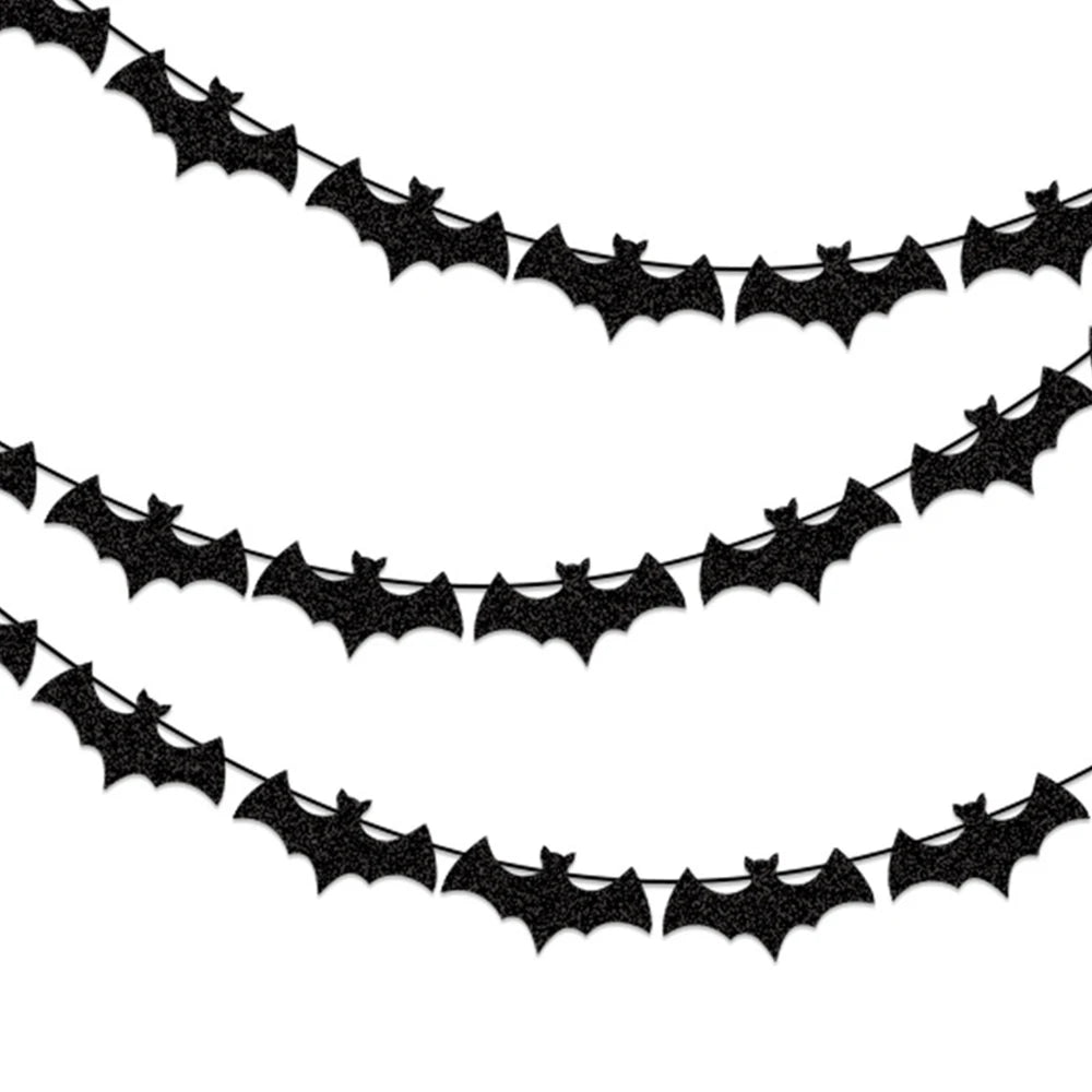 Runtowo 1set Paper Bat Banner ,Halloween Hanging Garland ,Happy Halloween Flag Party Decorations