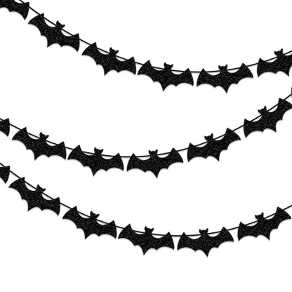 Runtowo 1set Paper Bat Banner ,Halloween Hanging Garland ,Happy Halloween Flag Party Decorations