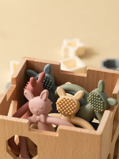 Silicone Rabbit Baby Teether Toy Infant Nursing Chew