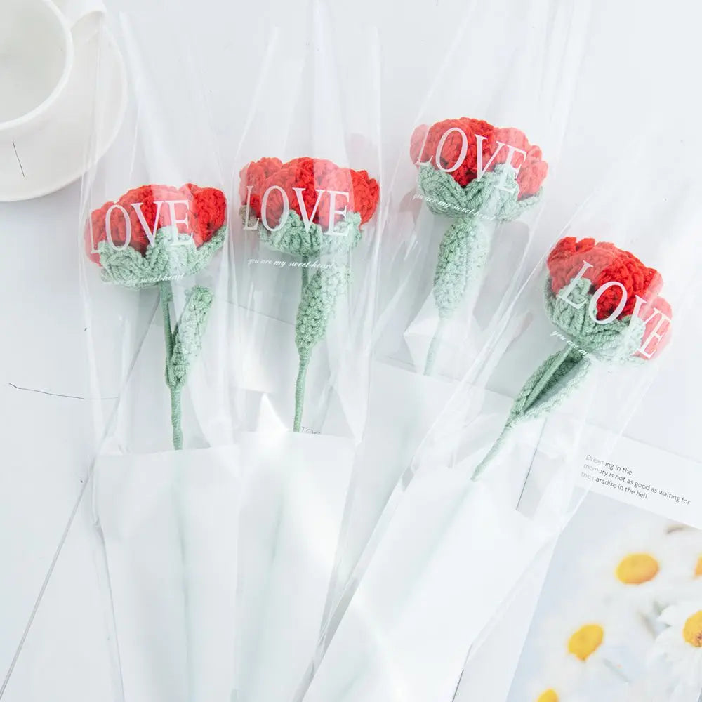 Artificial Flower Handmade Crochet Yarn Rose Wedding Bouquet