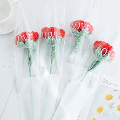 Artificial Flower Handmade Crochet Yarn Rose Wedding Bouquet