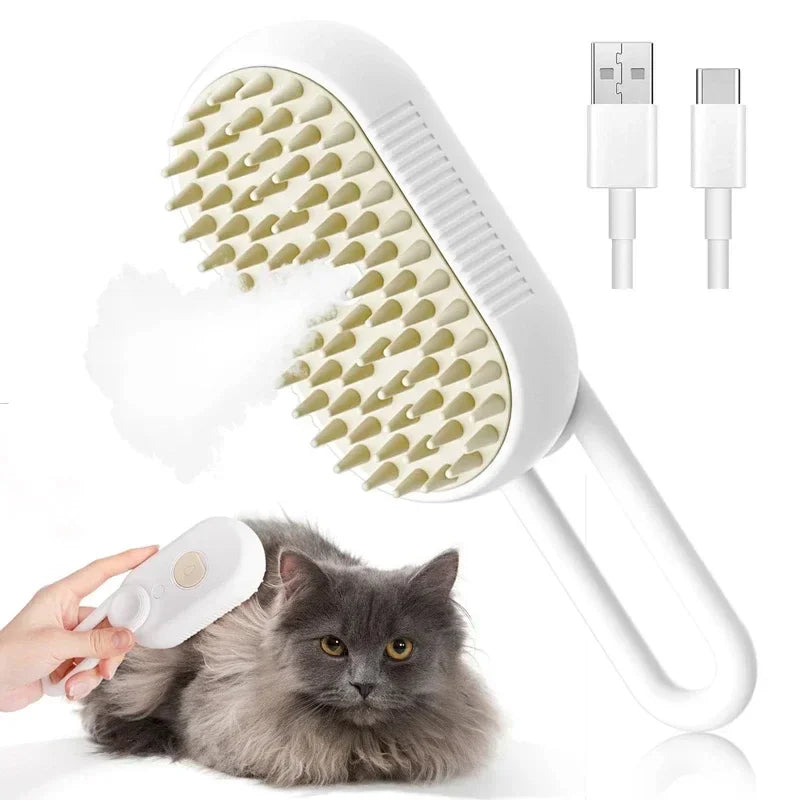 3 in 1 Steam Pet Brush Electric Cat Steamy Grooming Comb