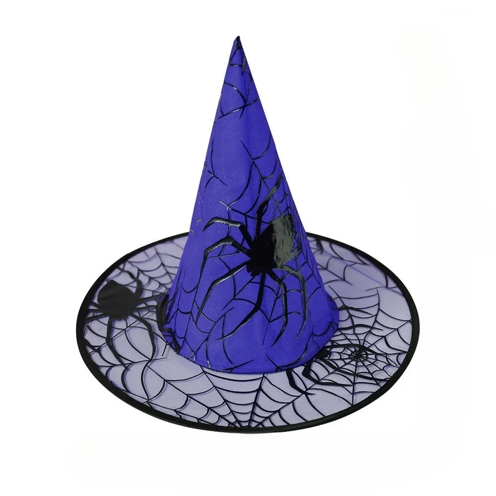 Witch Hat Halloween Decoration Supplies Witch Hat Children Adult Prom Party Dress Up Mesh Wizard Magics Hat for Party