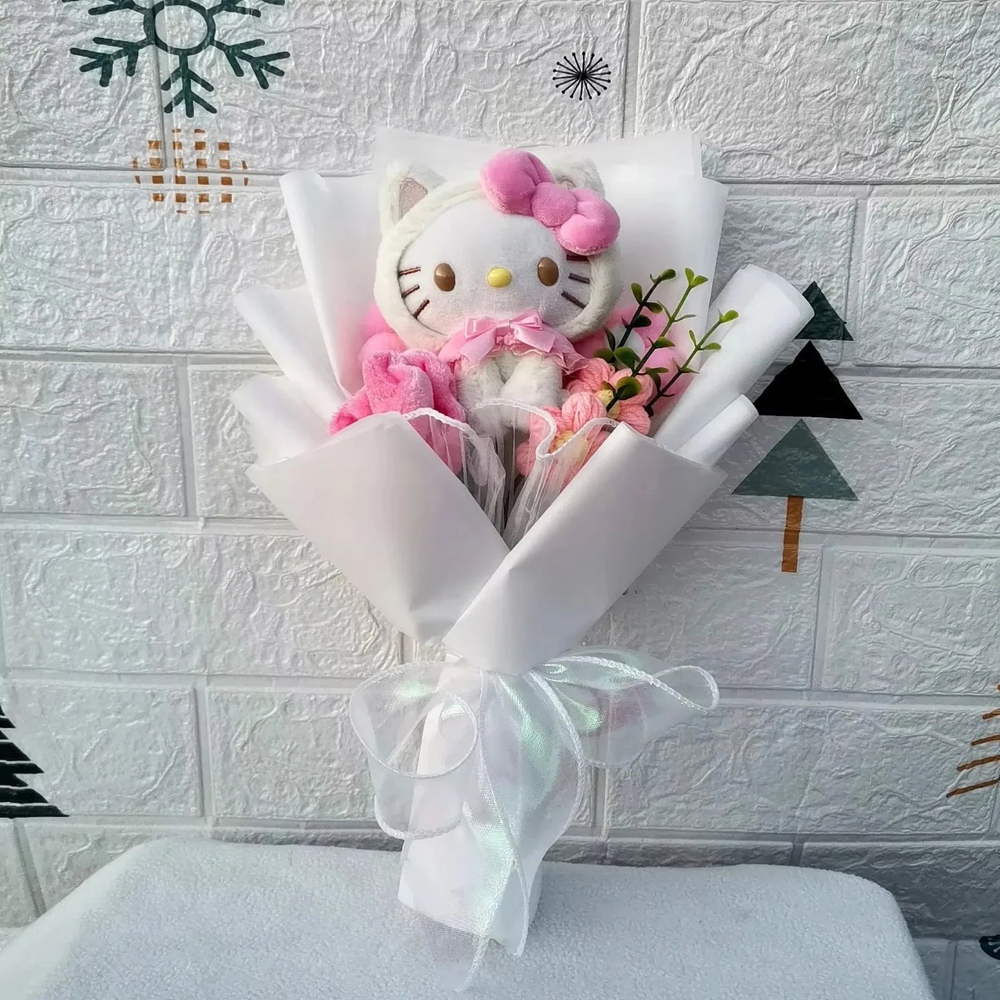 Cartoon Plush Flower Bouquet Artificial Rose Doll Gift
