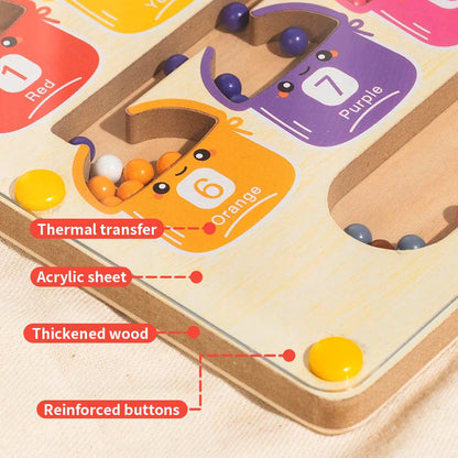 Wooden Magnetic Color Sorting Maze Board Sensory Math Toy
