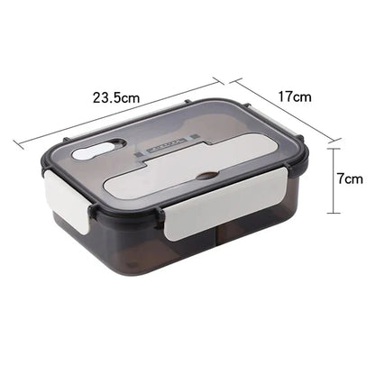 1500ml Portable Three Grid Lunch Box With Fork And Spoon Kids Students Adult Office Bento Box Microwave Food Storage Container