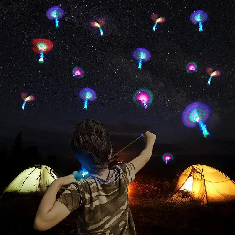 LED Light Flying Arrow Helicopter Slingshot Toys Set