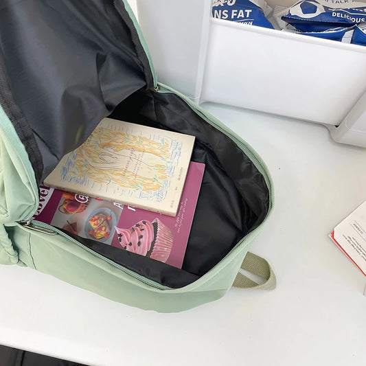 Simple Solid Color Lightweight Backpack Multifunctional Casual Bag for High School Students Perfect for School Travel Daily Use