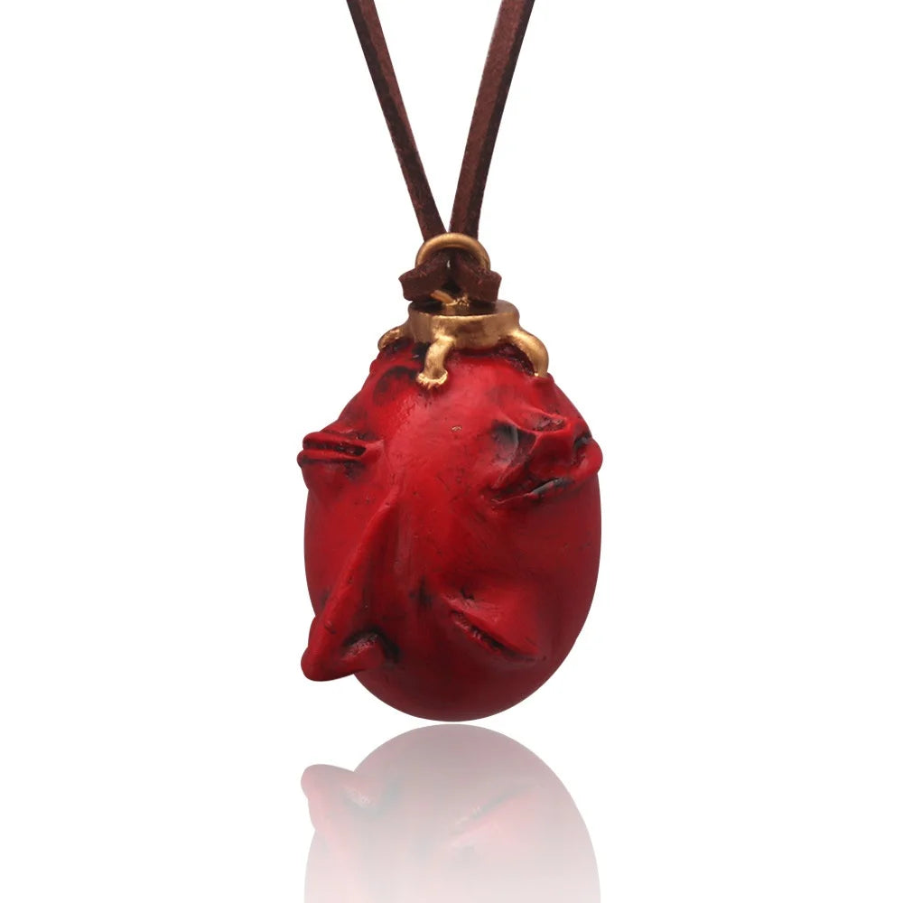 Fashing Popular Anime Red Elliptical Three-Dimensional Pendant Necklace Egg Of King Cosplay Arc Resin Pendant Accessories Gift