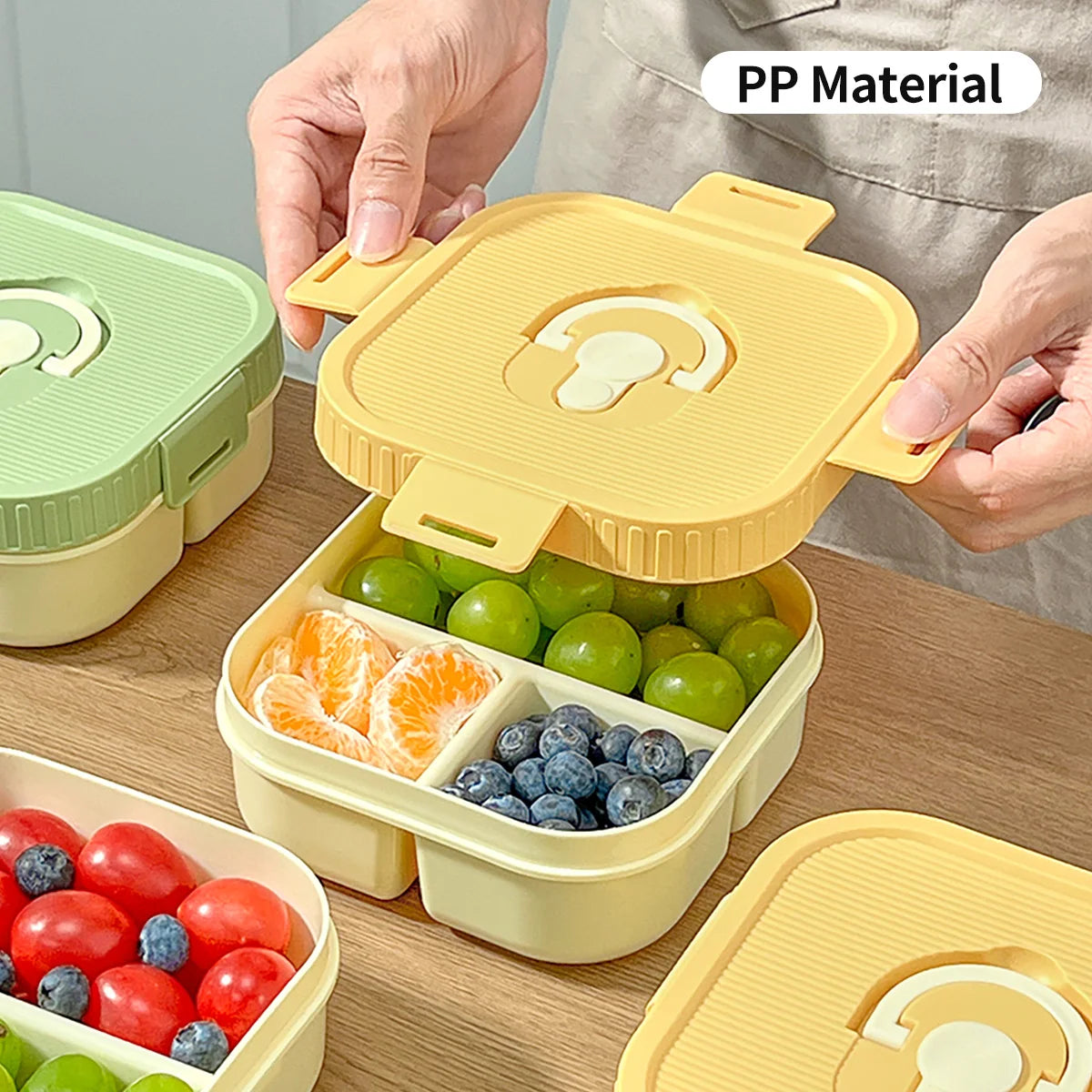 WORTHBUY Portable Plastic Lunch Box With Compartment Microwave Safe Fruit Salad Lunch Container Kid Student Leak-proof Bento Box