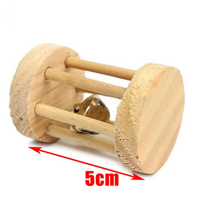 Natural Wooden Small Animal Chew Toys Rabbit Roller