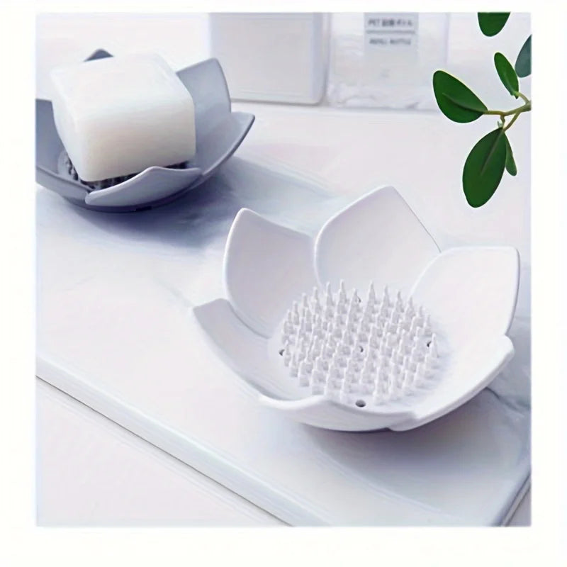 Bathroom Soap Box Lotus Design Silicone Soap Holder