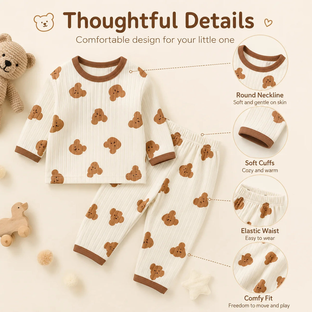 Child Pajam Baby Clothes Loungewear Long Sleeve Set