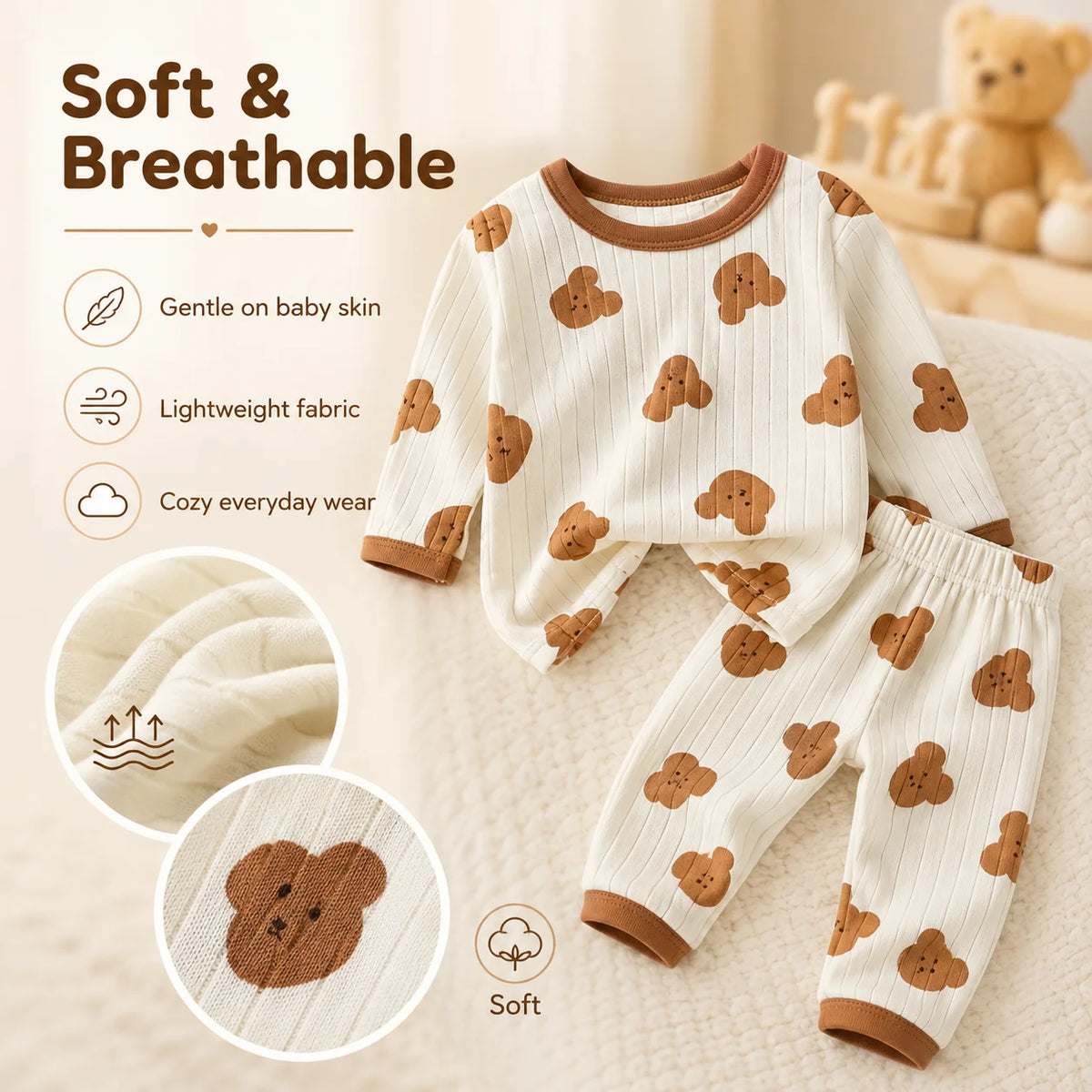 Child Pajam Baby Clothes Loungewear Long Sleeve Set