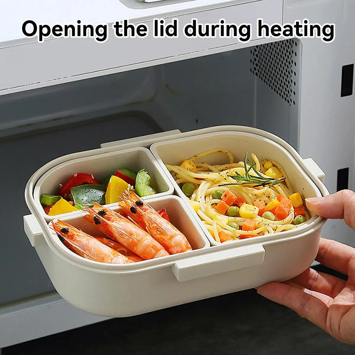 Removable 3 Compartment Plastic Bento Box Microwavable Food Container