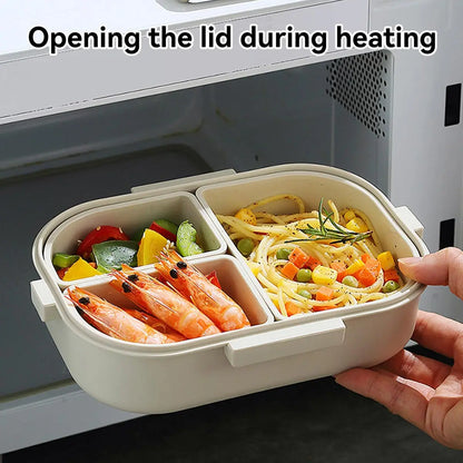 Removable 3 Compartment Plastic Bento Box Microwavable Food Container