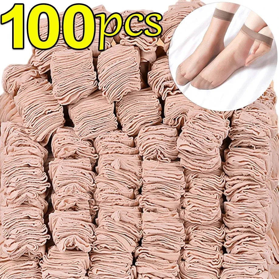 Transparent Summer Socks Ultrathin Women Elastic Crystal